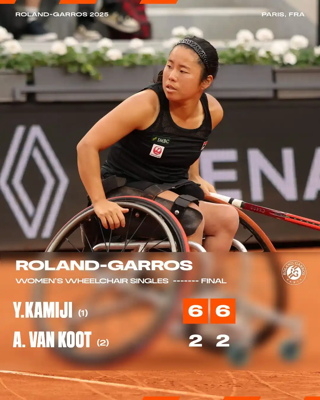 Image from Roland-Garros: YUI KAMIJI, 5-TIME ROLAND-GARROS WHEELCHAIR SINGLES CHAMPION 🏆🇯🇵...