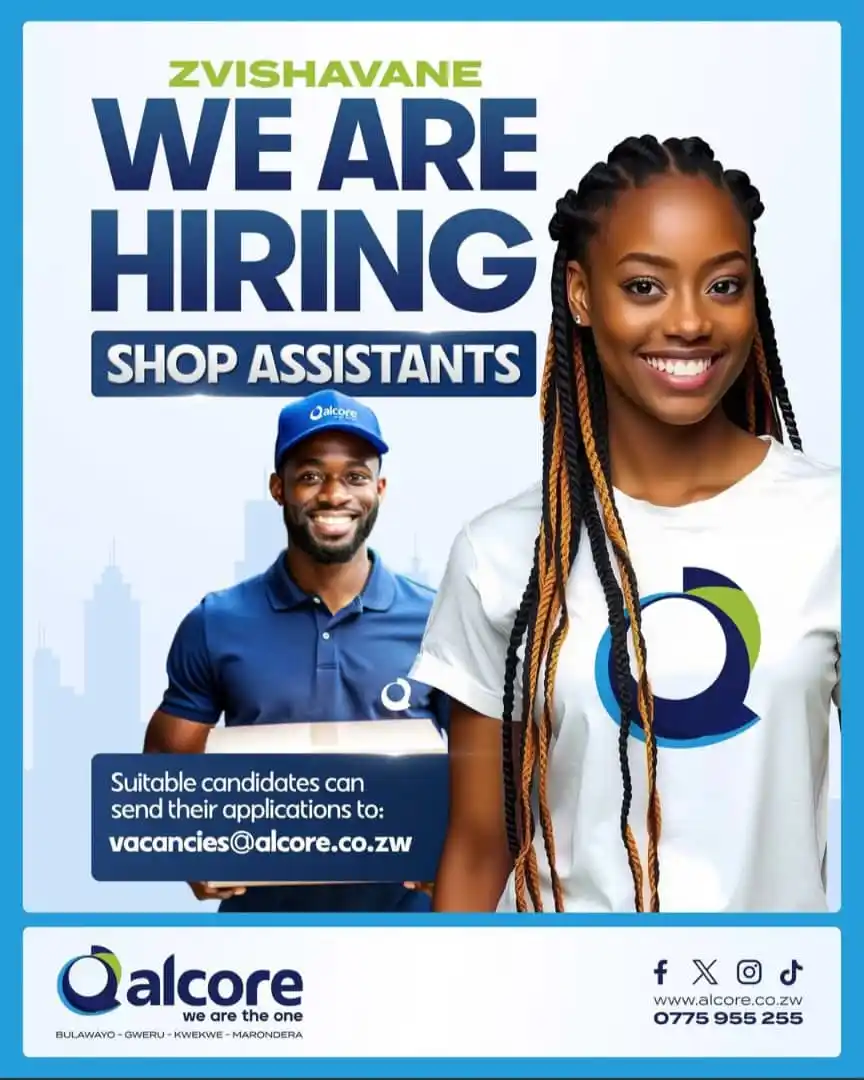 Image from Zim Jobs 🇿🇼 BRC: 🎯 Zvishavane, We’re Hiring! Alcore is opening soon in your city—and w...