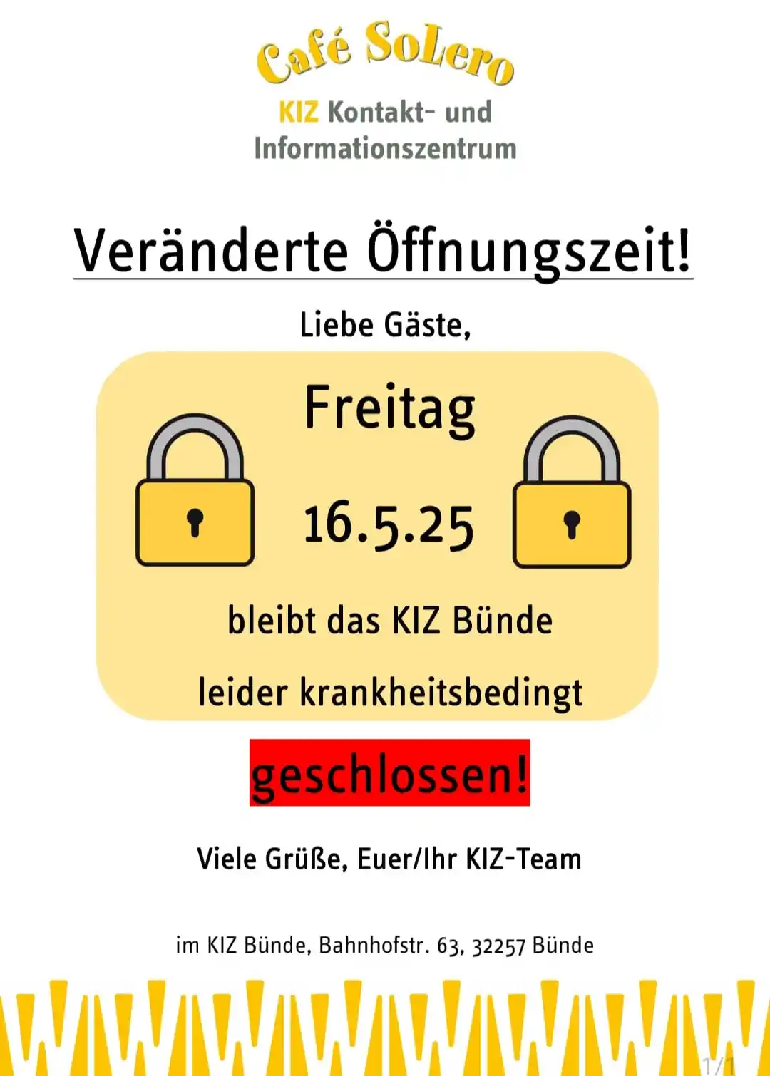 KIZ Café SoLero Bünde post