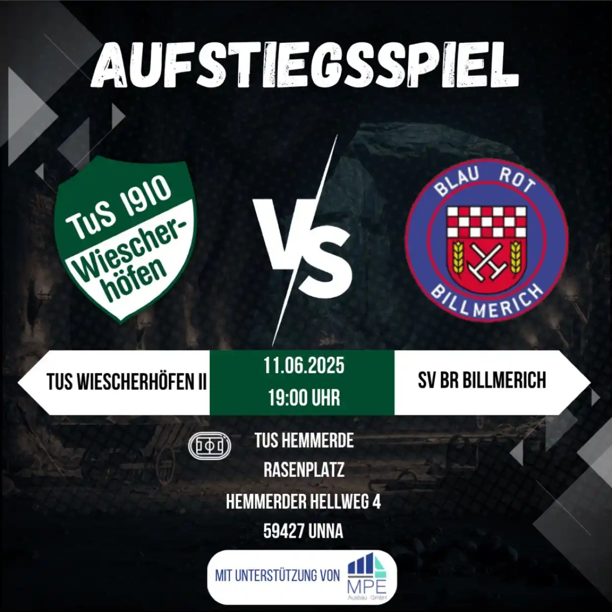 Image from TuS 1910 Wiescherhöfen: All or Nothing! 💚🤍  Am Mittwoch steht das vorsorgliche Aufstiegsspie...
