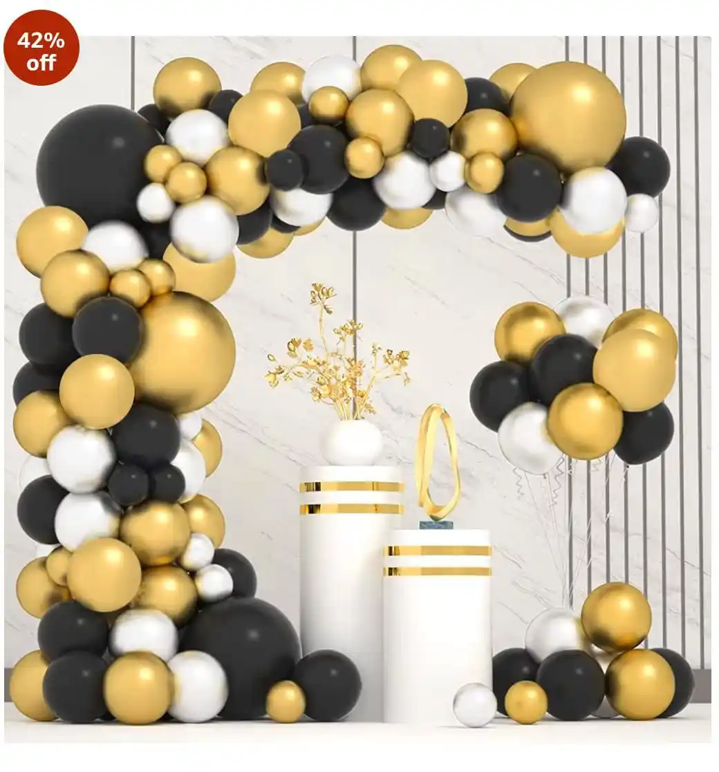 Image from Big Loot Deals Online: Amazon | 🔥🔥Party Propz Black And Golden Balloons - Pack of 50 Pcs Bl...