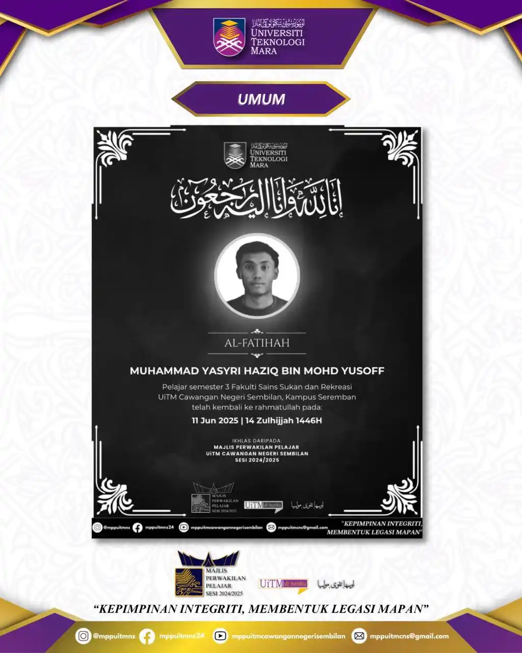 Image from INFO MPP UiTM CAWANGAN NEGERI SEMBILAN SESI 2024/2025: Assalamualaikum wbt, Salam Sejahtera, Salam UiTM Di Hatiku, Salam Mala...