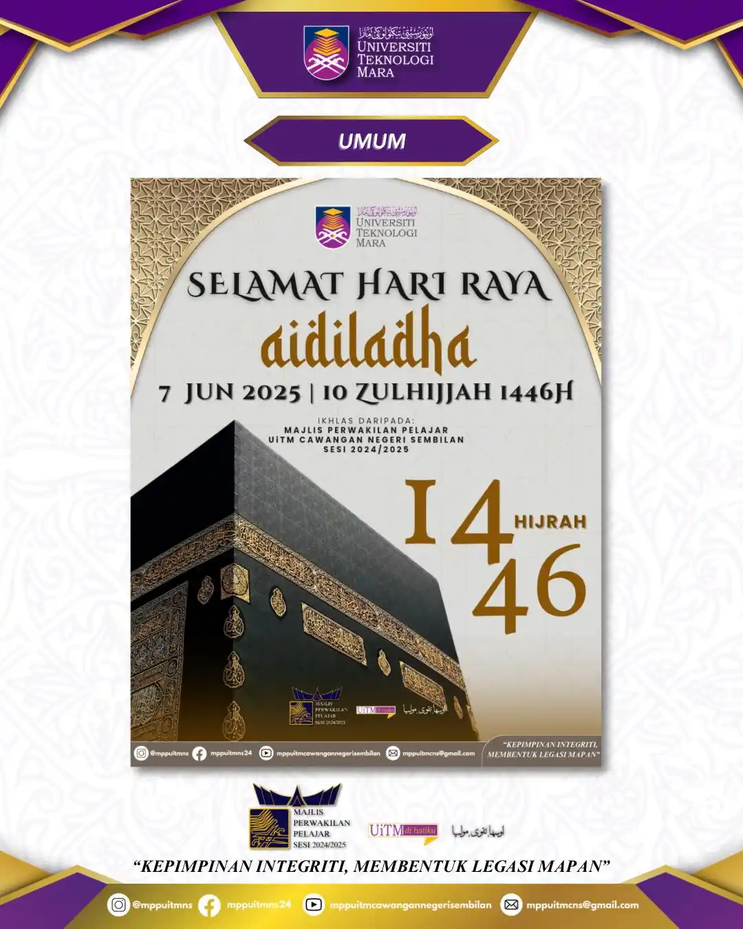 Image from INFO MPP UiTM CAWANGAN NEGERI SEMBILAN SESI 2024/2025: Assalamualaikum wbt, Salam Sejahtera, Salam UiTM di Hatiku, Salam Mala...