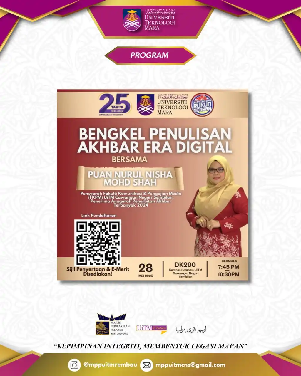 Image from INFO MPP UiTM CAWANGAN NEGERI SEMBILAN SESI 2024/2025: Assalamualaikum w.b.t. Selamat Sejahtera, Salam UiTM di Hatiku, Salam...