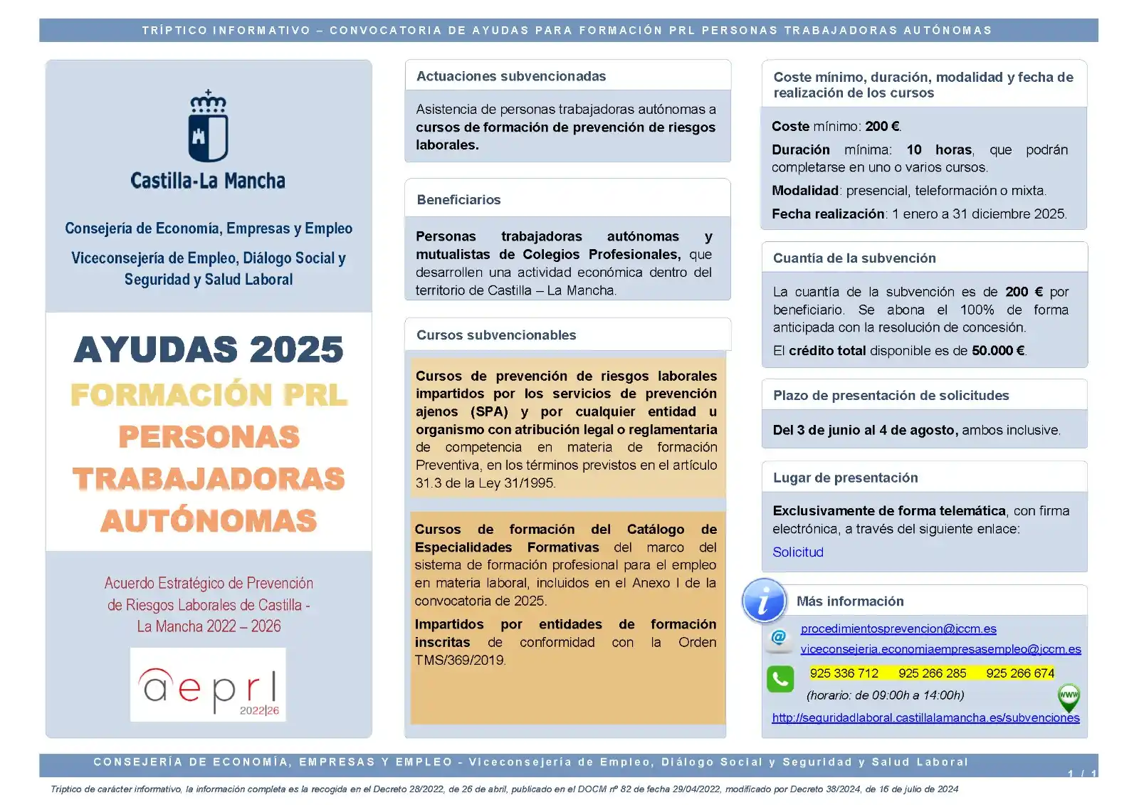 Image from AytoConsuegra: 📣 *Consejería de Economia, Empresas y Empleo JCCM*  💼 AYUDAS 2025. F...