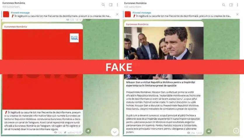Image from euronews: Fake Euronews Telegram channel spreads false claims about Romanian and...