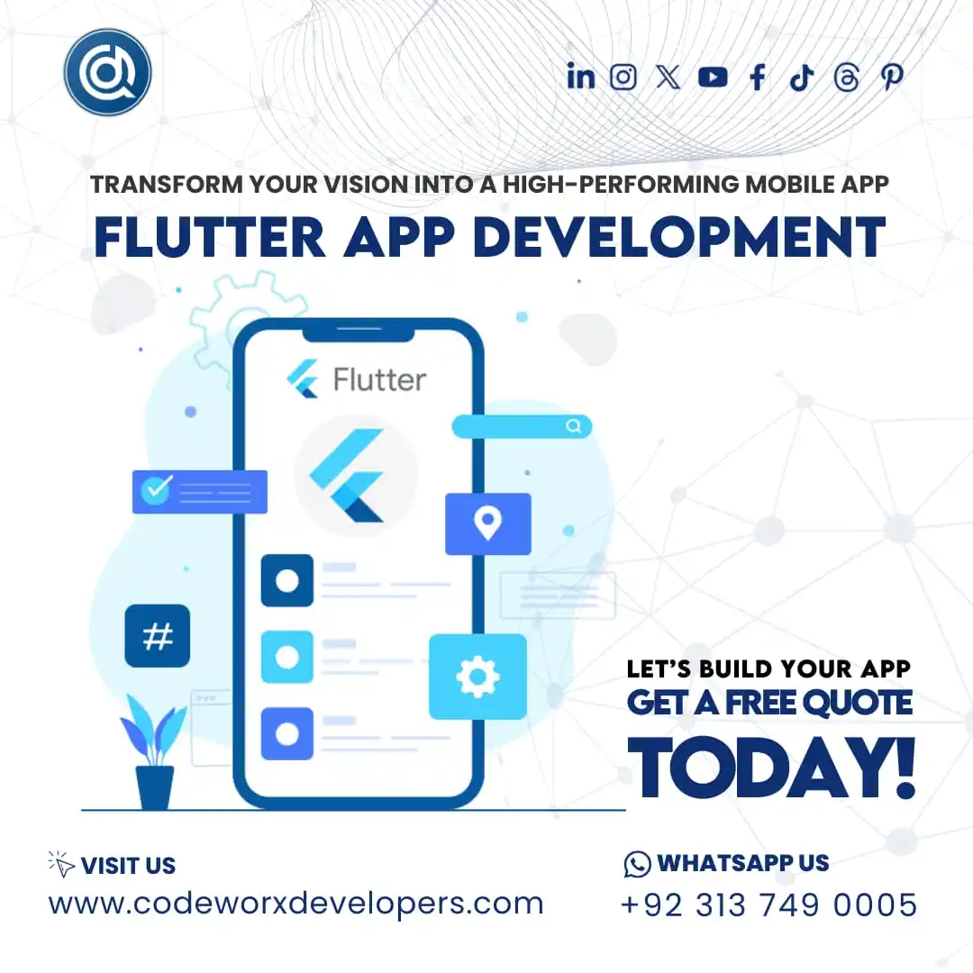 Image from CodeWorx Developers: *Flutter App Development*  Transform your vision into a high-performin...