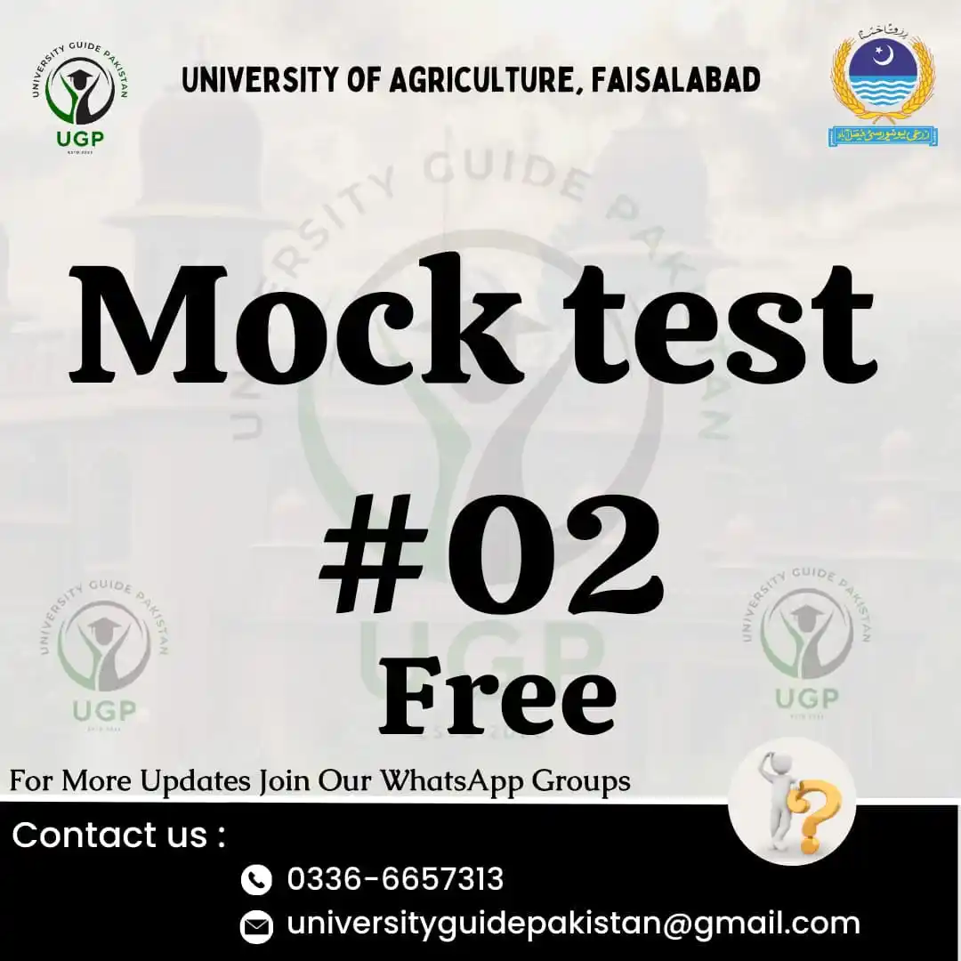 Image from University Guide Pakistan (OFFICIAL) 🇵🇰 🎓: 🚀 *Get Ready for UAF Mock Test 02! BY UGP* 🚀 Sharpen your skills an...
