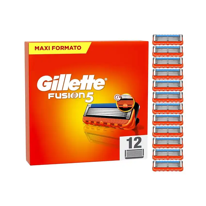 Image from Risparmio Felice: 👀 Gillette Fusion5 12 Lamette di Ricambio per Rasoio, Con Striscia lu...
