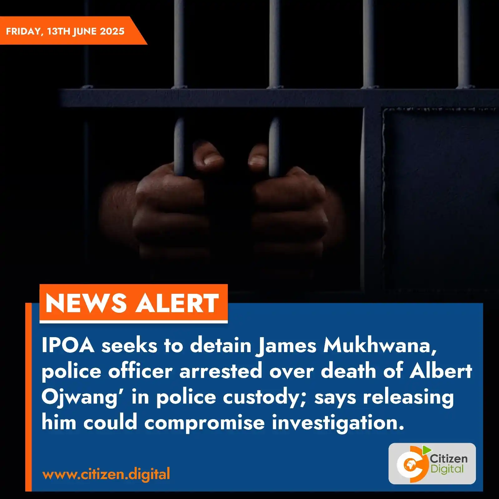 Image from Citizen Digital: IPOA seeks to detain James Mukhwana, police officer arrested over deat...