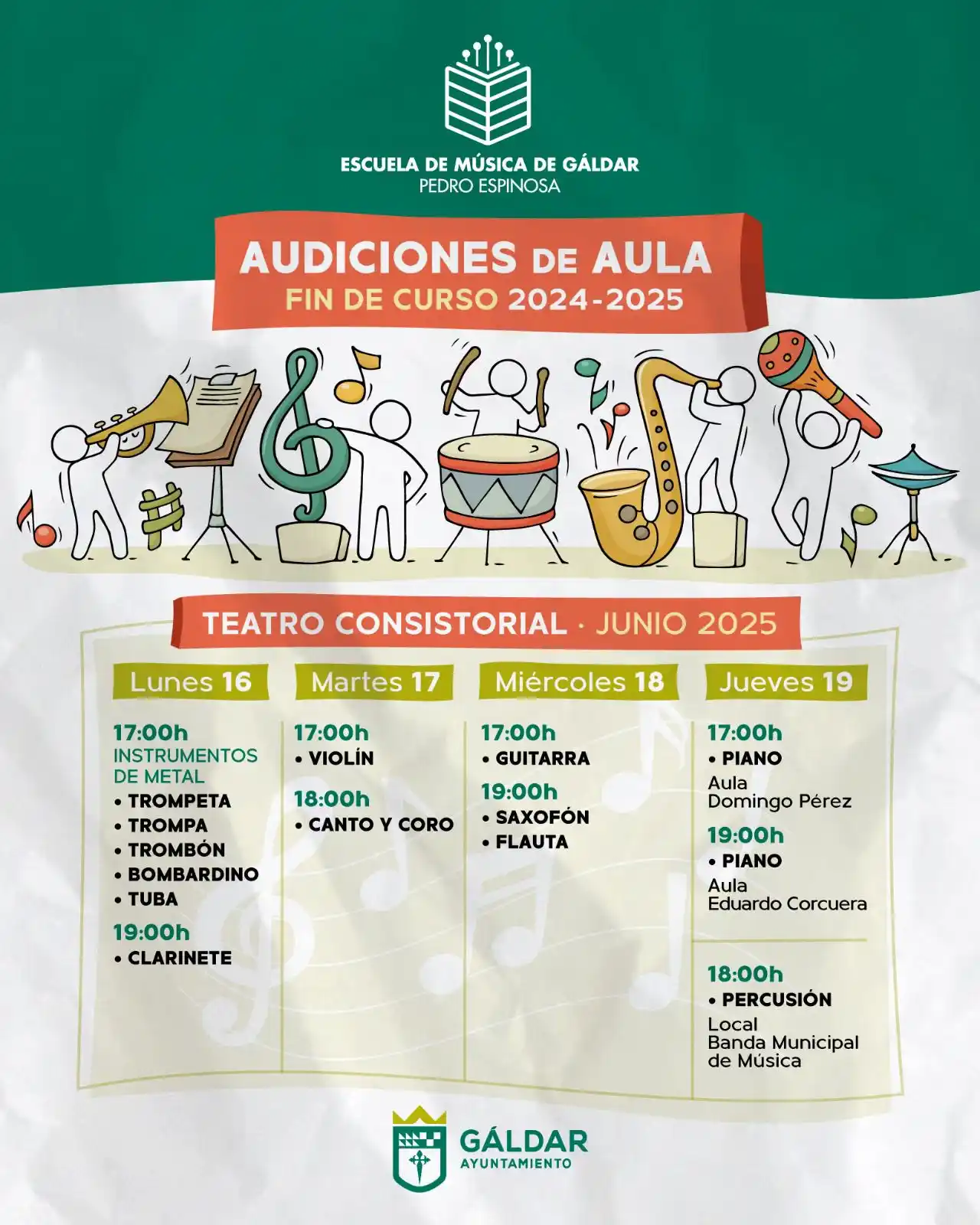 Image from Ayuntamiento de Gáldar: 🥁🎺🎷🎻 La Escuela Municipal de Música de Gáldar «Pedro Espinosa» con...
