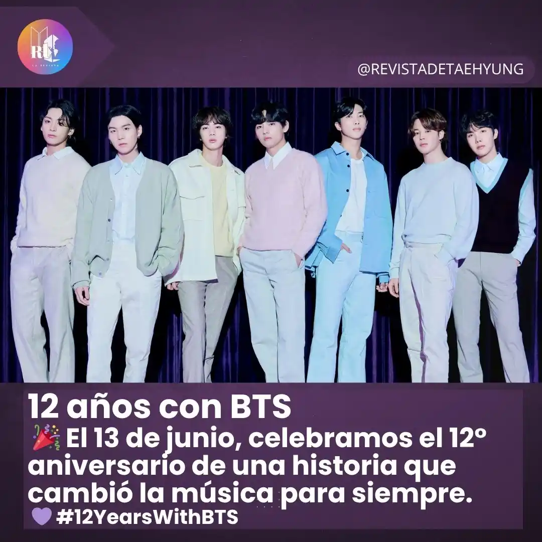 Image from BTS ARMY LATAM: 📲 La Revista de Taehyung en IG... 🎉 ¡Celebramos el 12º aniversario ...