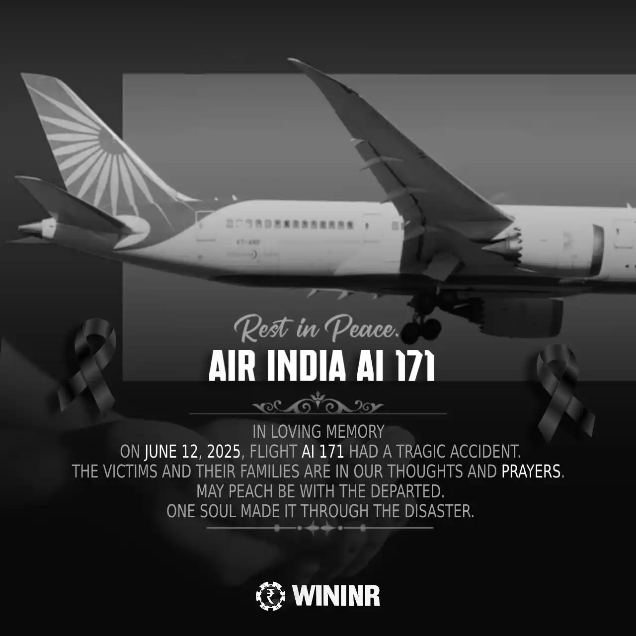 Image from WININR_INDIA: 🕯🕯🕯 🖤 On June 12, 2025, the unfortunate accident of Air India flig...