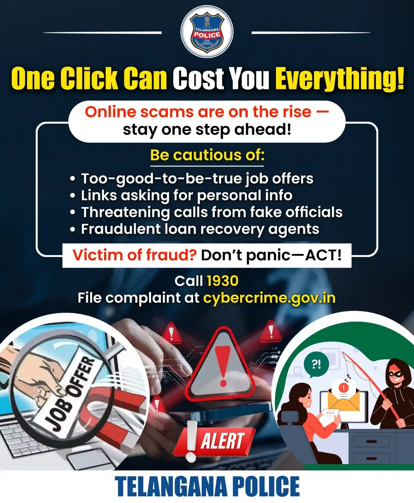 Image from Indian Cyber Warriors - ఇండియన్ సైబర్ వారియర్స్: Online scams are on the rise — stay one step ahead! <a class="text-bl...