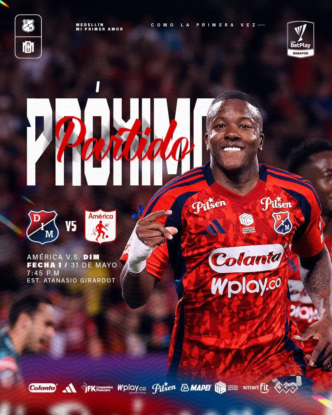 Image from DIM - Oficial: [🔜🔴🔵] Próximo partido: 🆚 América de Cali 🏆 Fecha 1 - Cuadrangular...