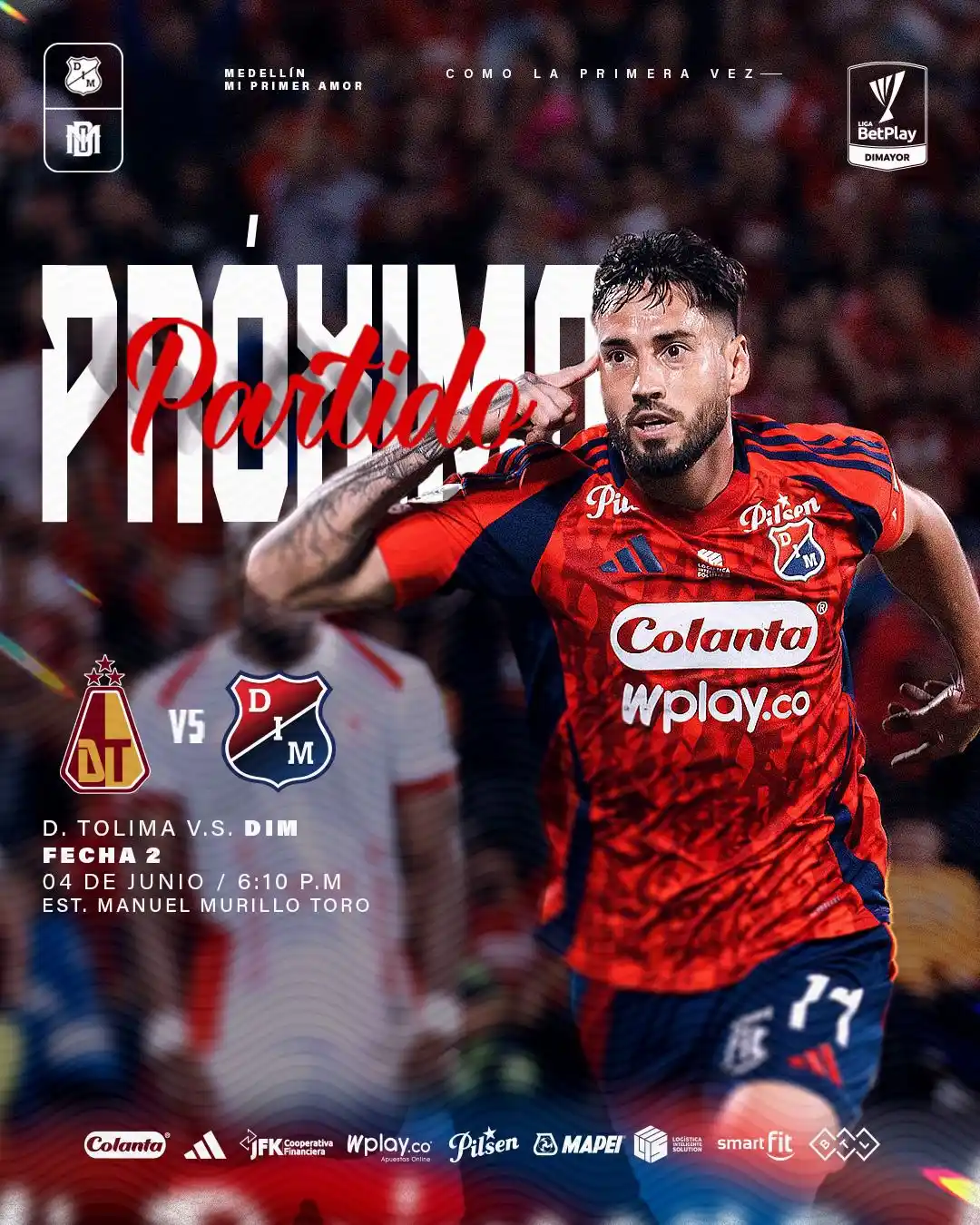 Image from DIM - Oficial: [🔜🔴🔵] Próximo partido: 🆚 Deportes Tolima 🏆 Fecha 2 Cuadrangulares...