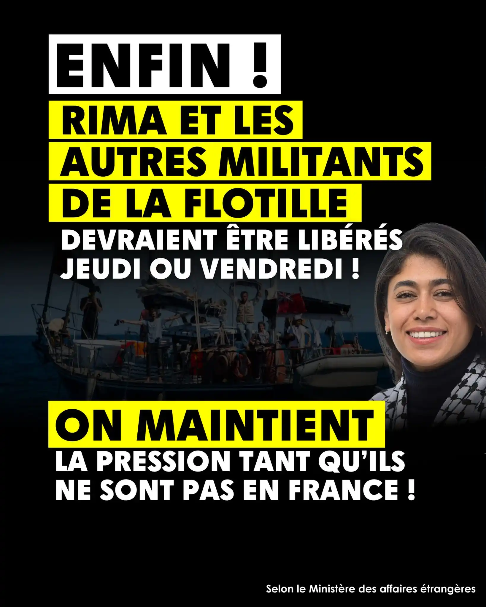 Image from Manon Aubry - Infos et Actus : Rima Hassan et le reste de l'équipage français de la <a class="text-bl...