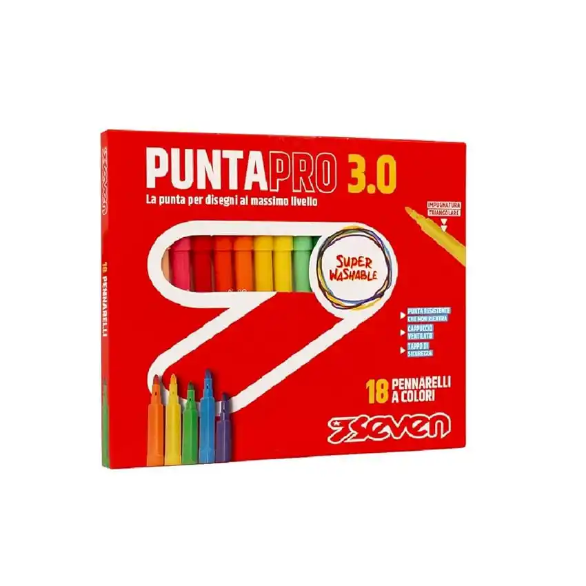 Image from Risparmio Felice: 👀 Seven Pennarelli Scuola Puntapro 3.0 - Scatola da 18 Pz, Pennarelli...