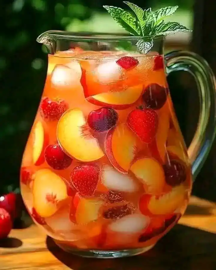 Image from Cooking Recipes🔥🌏: The Peach Strawberry Cherry Summer Sangria is a refreshing and fruity ...