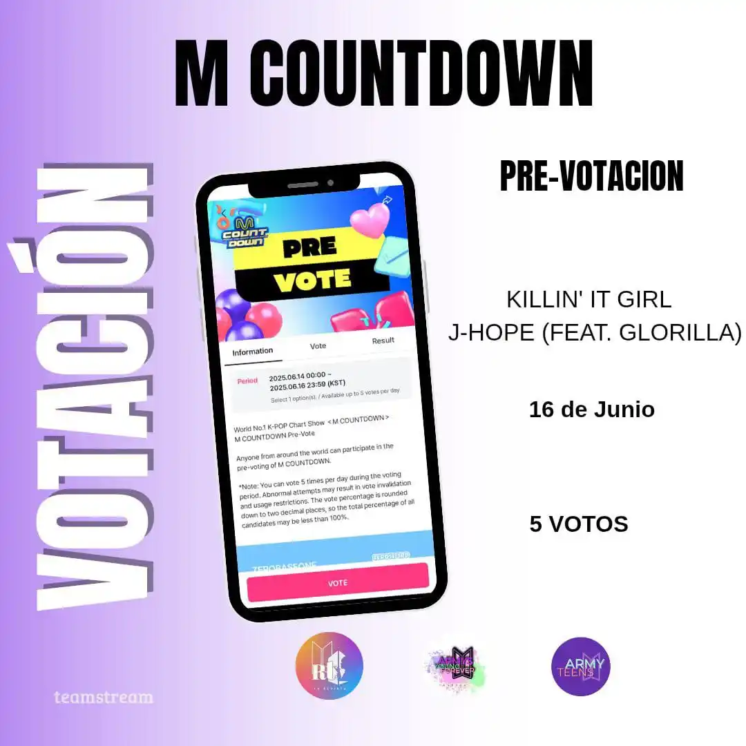 Image from BTS ARMY LATAM: 🗳 VOTACIÓN I INFORMACIÓN PRE-VOTACIÓN - M COUNTDOWN "KILLIN' IT G...