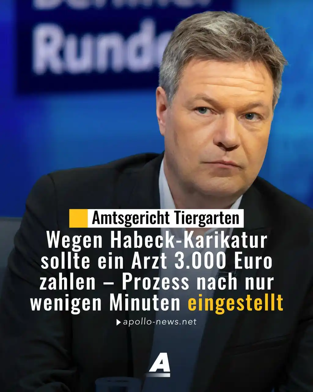 Image from Apollo News: Weil er eine Habeck-Karikatur geteilt haben soll, sollte ein Berliner ...