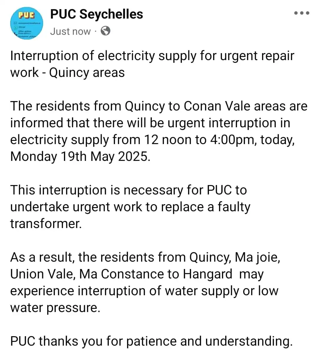 PUC Seychelles post