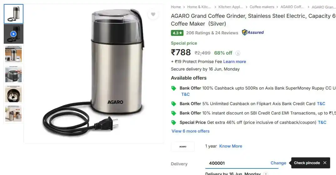 Image from DEALS HUBB 2.0 ✅: 🔥🔥AGARO Grand Coffee Grinder @788 Buy Here : https://fkrt.co/CYXuz...
