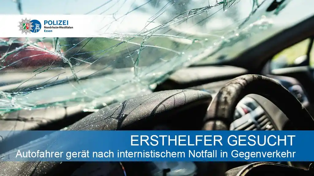 Image from Polizei NRW Essen: *Autofahrer gerät nach internistischem Notfall in Gegenverkehr - Ersth...