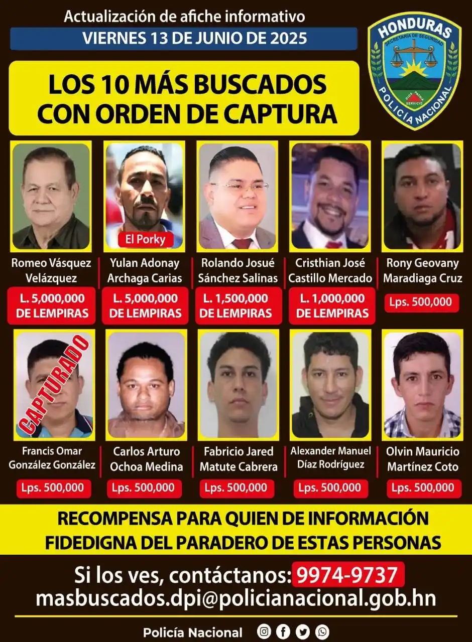 Image from Radio América Honduras: Autoridades de la Policía Nacional actualizan el afiche sobre los 10 m...