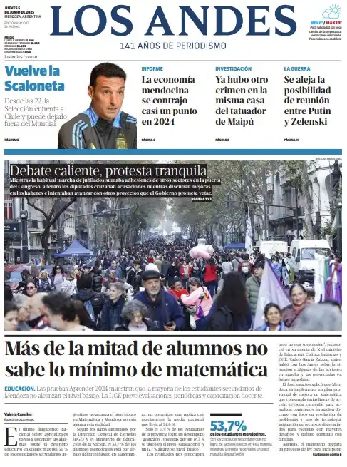 Image from Los Andes: 📰 | ¡Buen día! Te compartimos la tapa de este *jueves 5 de junio*. In...