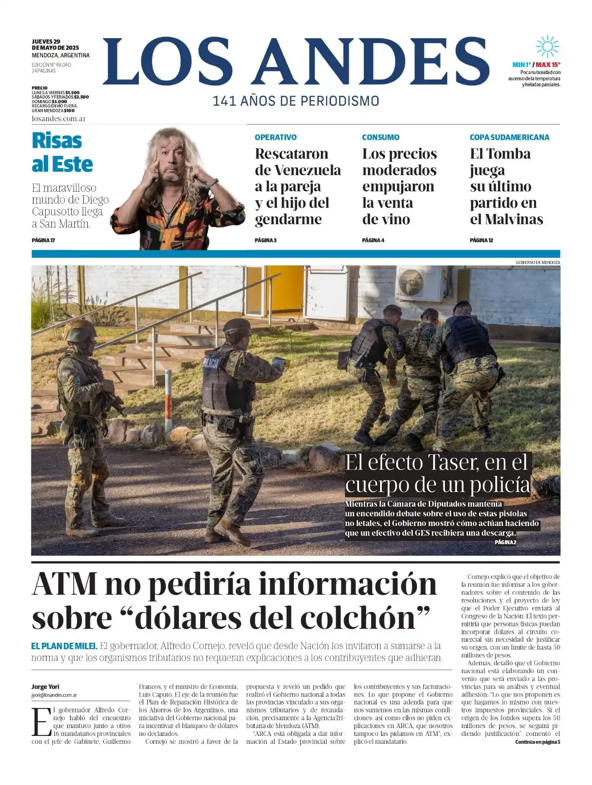Image from Los Andes: 📰 | ¡Buenos días! Te compartimos la tapa de este *jueves 29 de mayo*....
