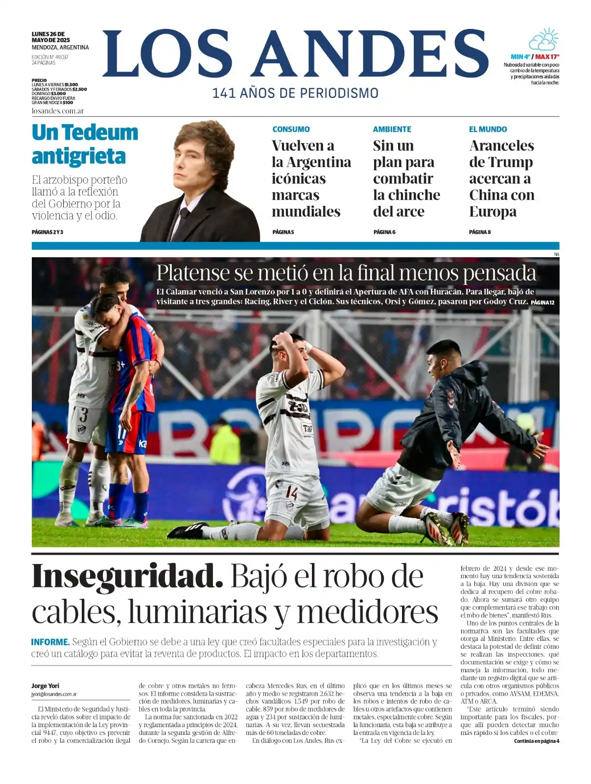 Image from Los Andes: 📰 | ¡Buenos días! Te compartimos la tapa de este *lunes 26 de mayo*. ...