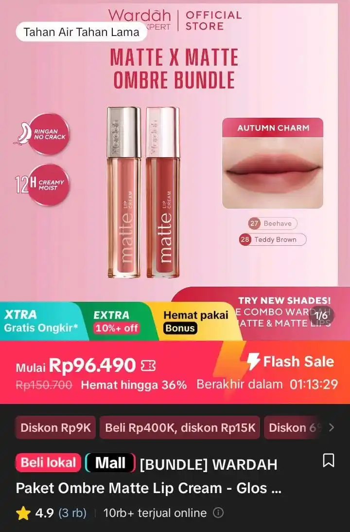 Image from Racun Shopee X Tiktok ( tiktokshop-tokopedia )⭐️: [BUNDLE] WARDAH Paket Ombre Matte Lip Cream - Glossy Lip - Lip Matte -...