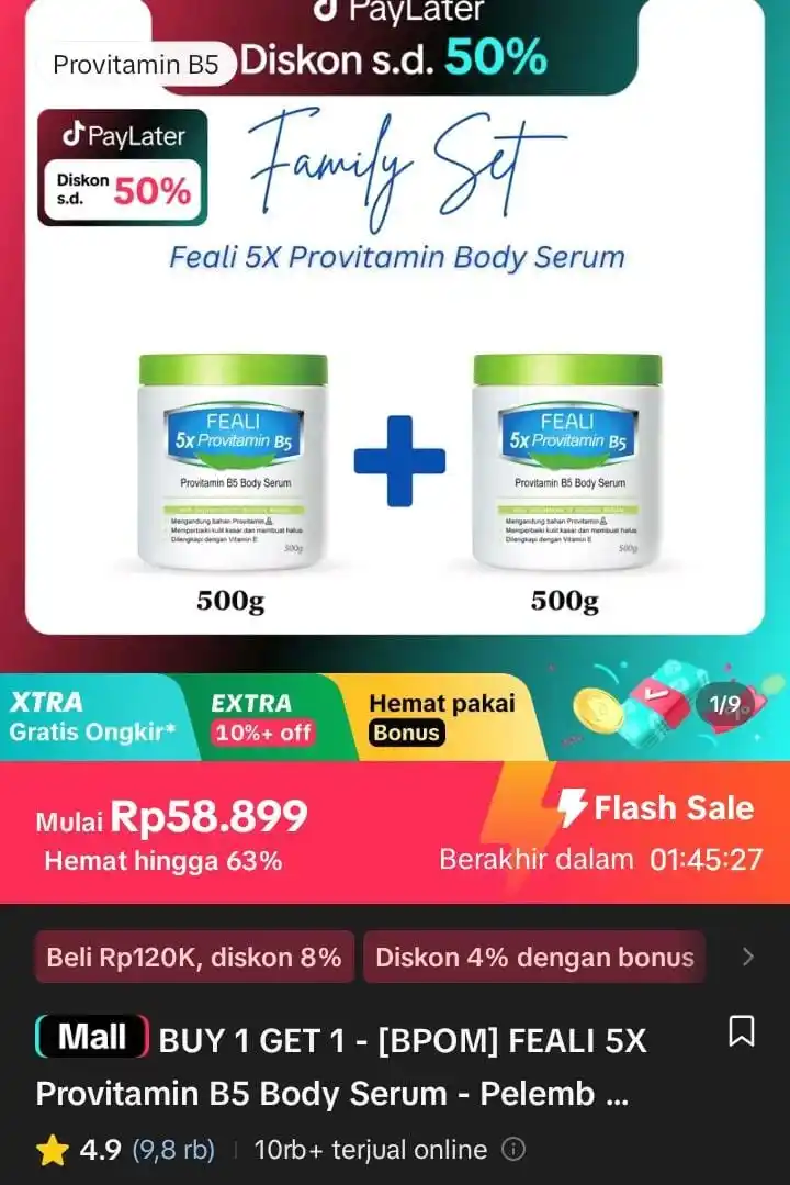 Image from Racun Shopee X Tiktok ( tiktokshop-tokopedia )⭐️: BUY 1 GET 1 - [BPOM] FEALI 5X Provitamin B5 Body Serum - Pelembab Menc...