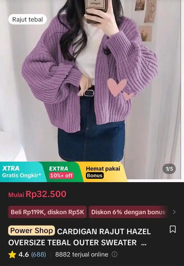 Image from Racun Shopee X Tiktok ( tiktokshop-tokopedia )⭐️: CARDIGAN RAJUT HAZEL OVERSIZE TEBAL OUTER SWEATER KNIT KOREA Fit Knitw...