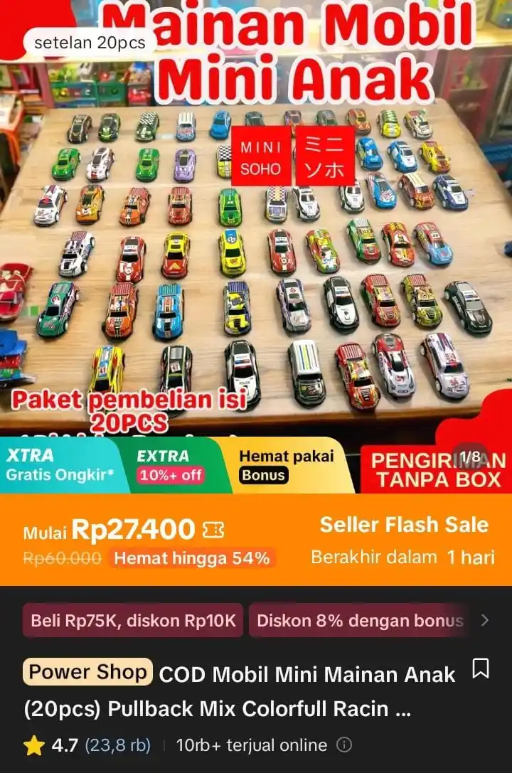 Image from Racun Shopee X Tiktok ( tiktokshop-tokopedia )⭐️: COD Mobil Mini Mainan Anak (20pcs) Pullback Mix Colorfull Racing Car B...