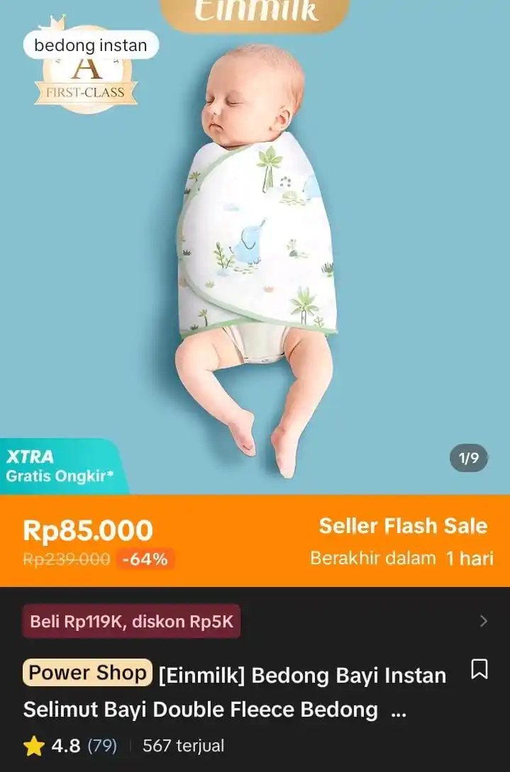 Image from Racun Shopee X Tiktok ( tiktokshop-tokopedia )⭐️: [Einmilk] Bedong Bayi Instan Selimut Bayi Double Fleece Bedong Instan ...