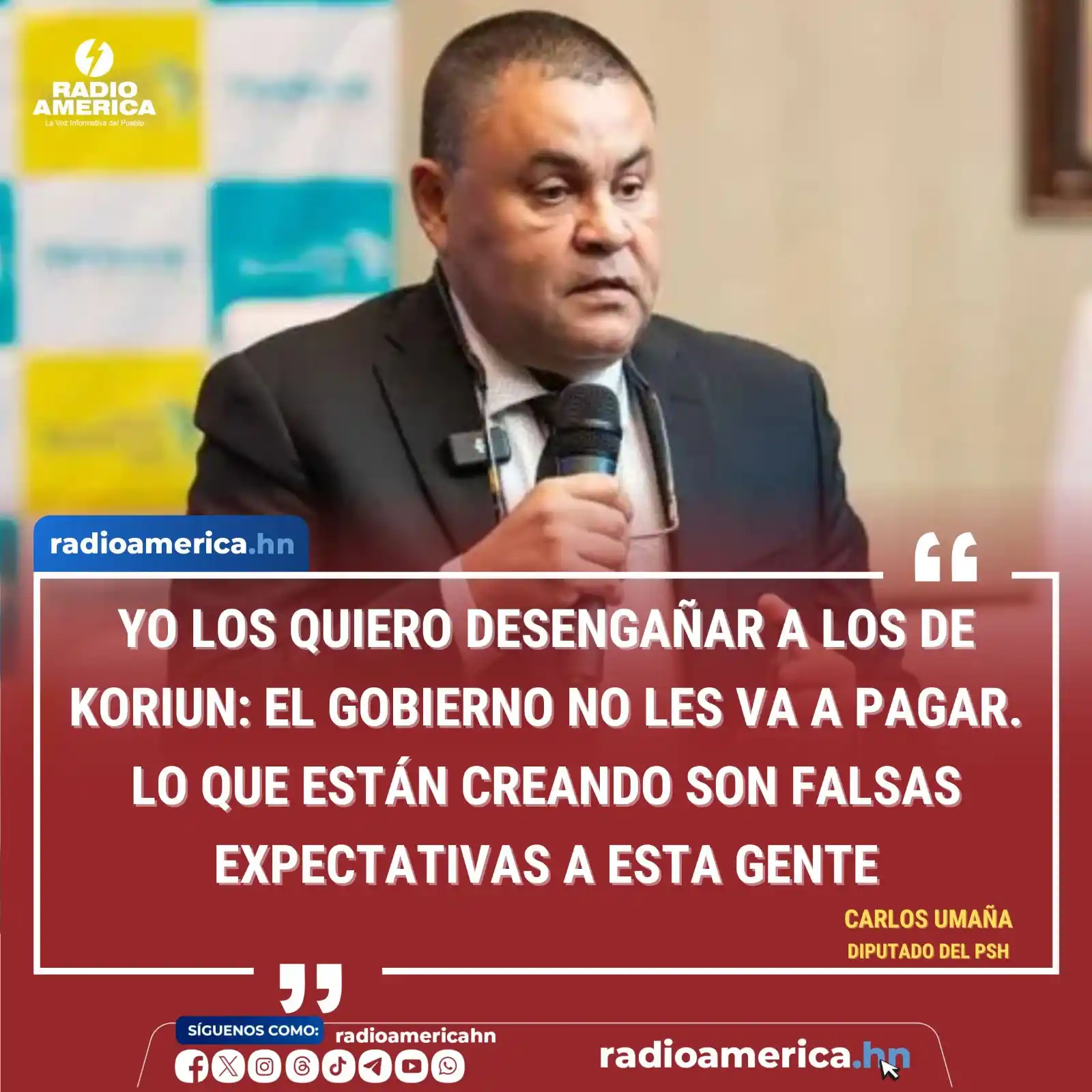 Image from Radio América Honduras: El diputado por el departamento de Cortés, Carlos Umaña, aseguró que e...