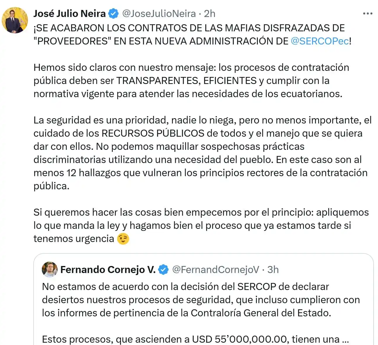 Image from Stereo Rumiñahui RTV: El Director encargado del SERCOP, @JoseJulioNeira, también Secretario ...
