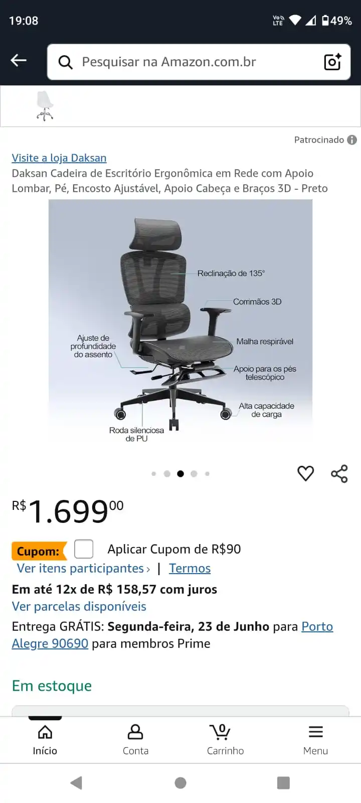 Image from Cadeiras de Escritório Promoções: 🔥💺 Eu tinha postado agora de manhã mas vou reforçar de novo, essa ca...