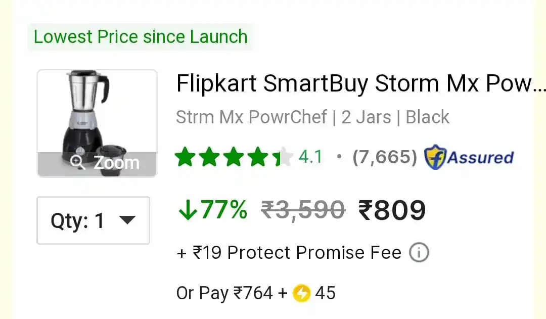 Image from DEALS HUBB 2.0 ✅: Flipkart SmartBuy 500 W Juicer Mixer Grinder at 809. https://fkrt.co/...