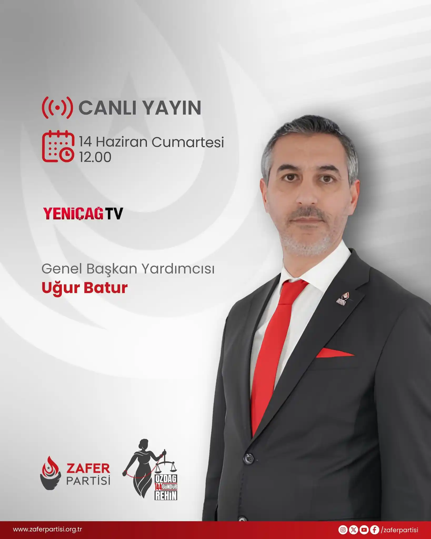 Image from Zafer Partisi: Genel Başkan Yardımcımız Uğur Batur, yarın (14 Haziran Cumartesi) saat...