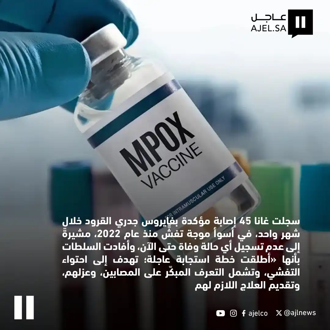 Image from صحيفة عاجل: غانا تسجّل 45 حالة مؤكدة بفايروس جدري القرود خلال شهر واحد...