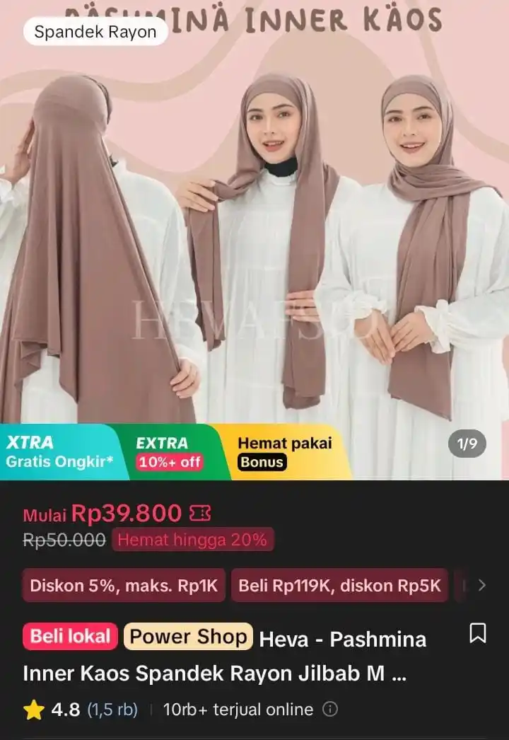 Image from Racun Shopee X Tiktok ( tiktokshop-tokopedia )⭐️: Heva - Pashmina Inner Kaos Spandek Rayon Jilbab Muslim Kerudung Wanita...