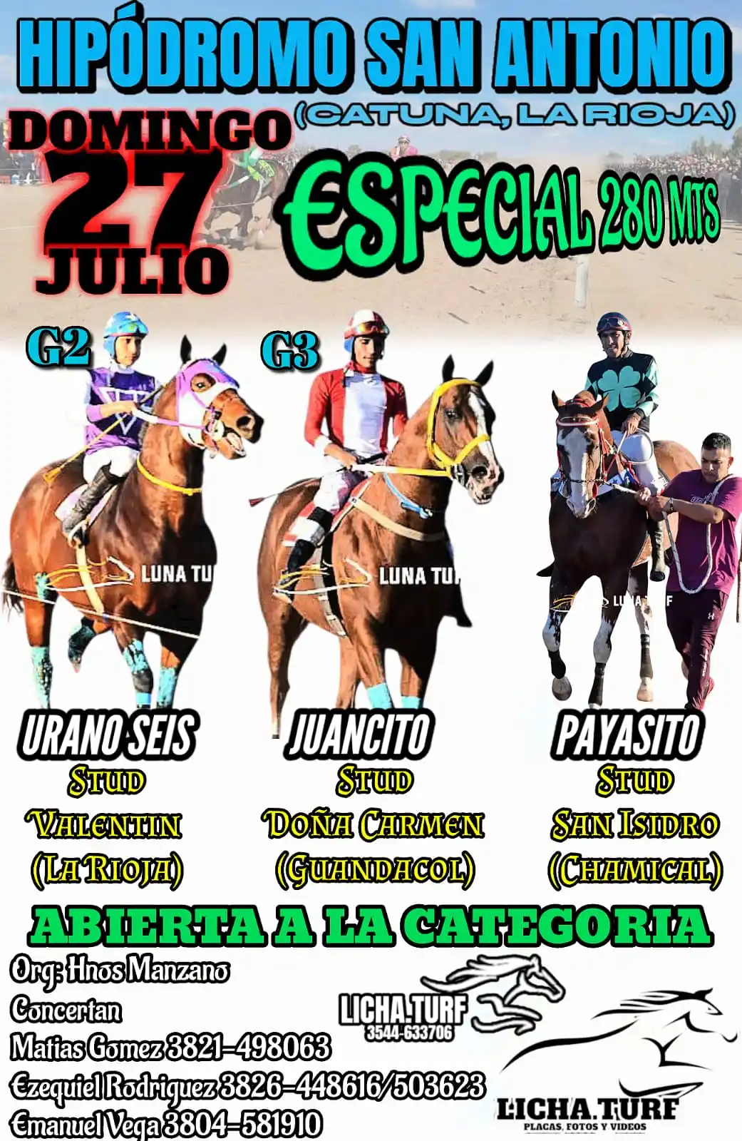 Image from LICHA.TURF: Hipódromo San Antonio (Catuna, La Rioja) 27 de julio Invita: *Licha.Tu...