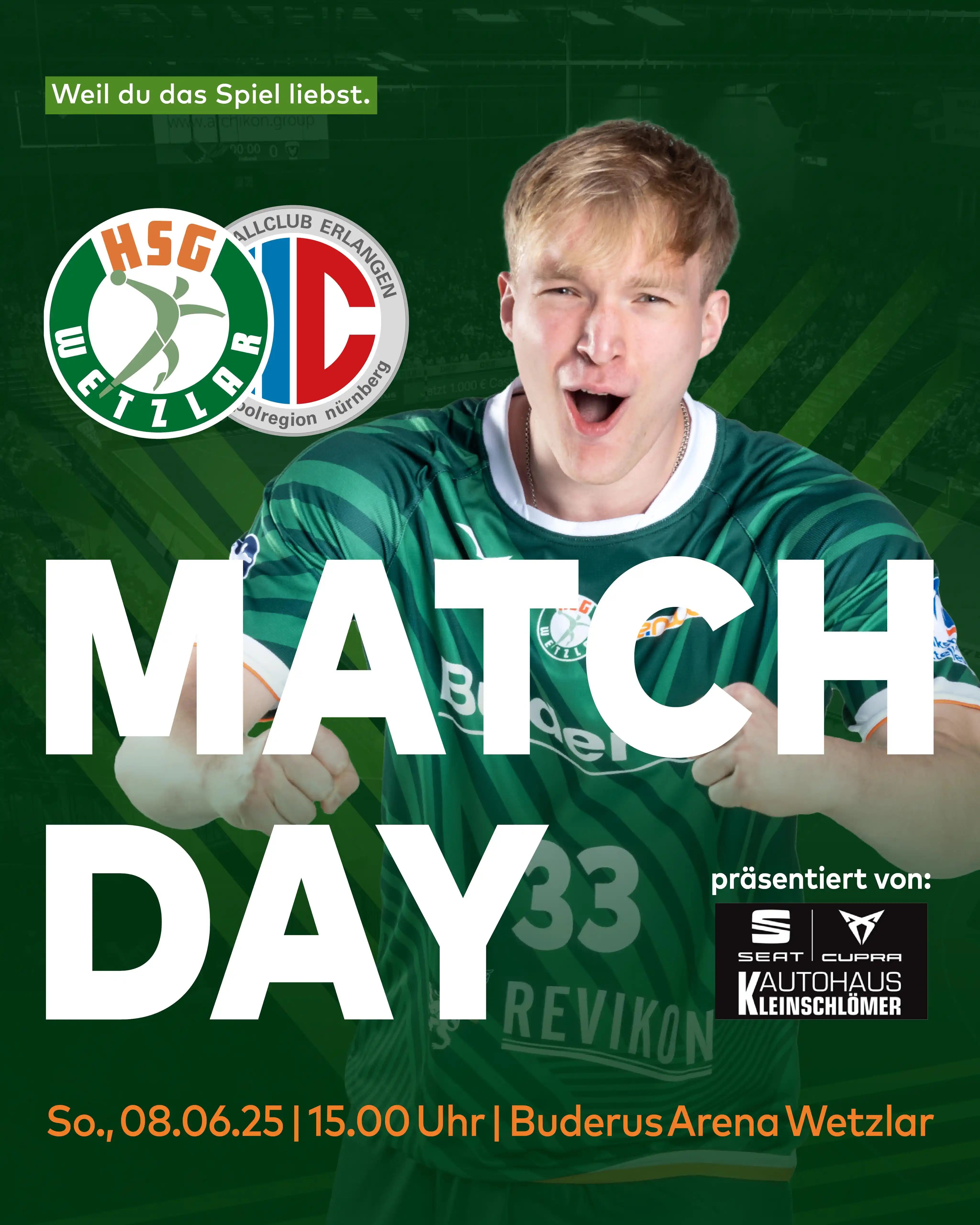 Image from HSG Wetzlar: HSG Wetzlar 🆚 HC Erlangen 🗒 So., 08.06.25 🕛 15.00 Uhr 📍 Buderus A...