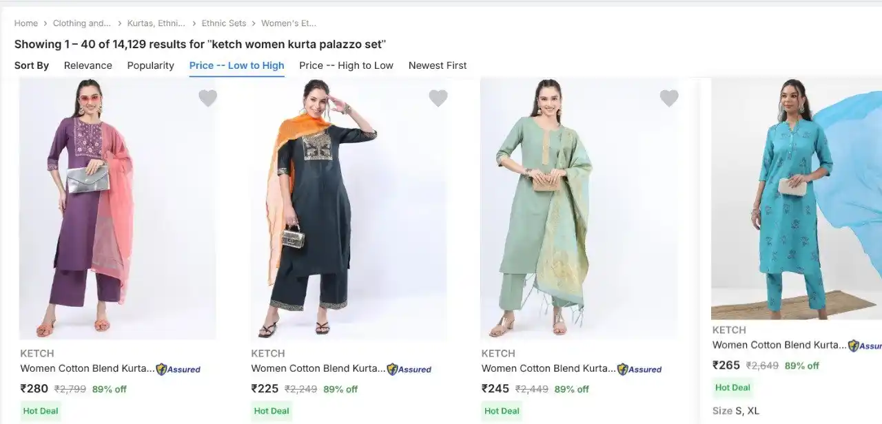 Image from FLIPSHOPE - Deals and Offers: ketch women kurta palazzo set Starts from 225 🛒https://fpkrt.cc/th81...