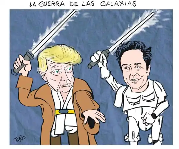 Image from Stereo Rumiñahui RTV: La guerra entre Donald y Elon, la caricatura internacional...