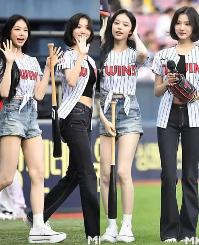 Image from ๐๐ฃ๐ข๐ฃ & ๐๐ก๐๐ข๐ฅ๐ ๐๐ง๐๐ข๐ก ๐ฉ๐๐: lan dan Jiwoo Hearts2Hearts meriahkan pertandingan baseball LG Twins v...