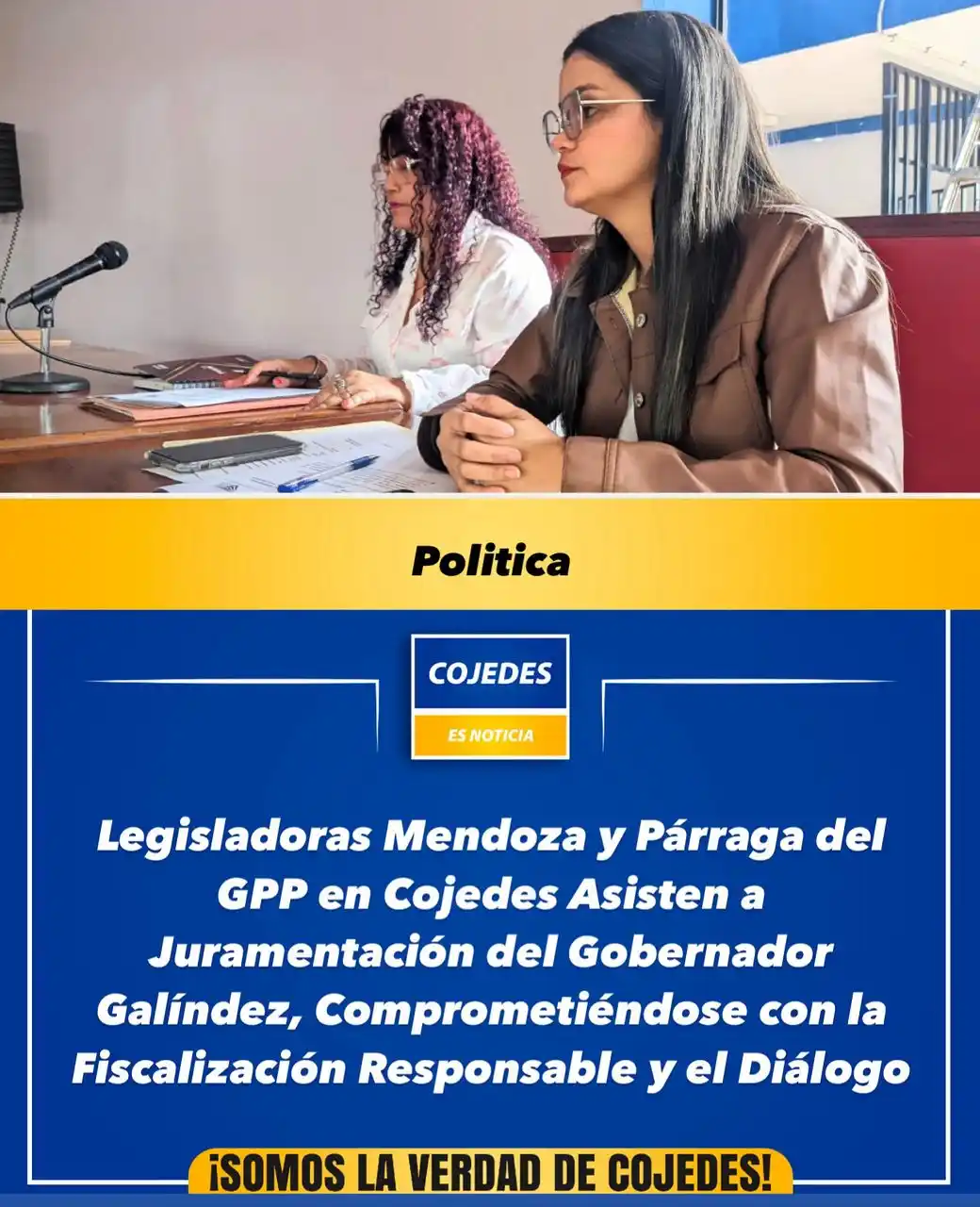 Image from Cojedes Es Noticia: *Legisladoras Mendoza y Párraga del GPP en Cojedes Asisten a Juramenta...
